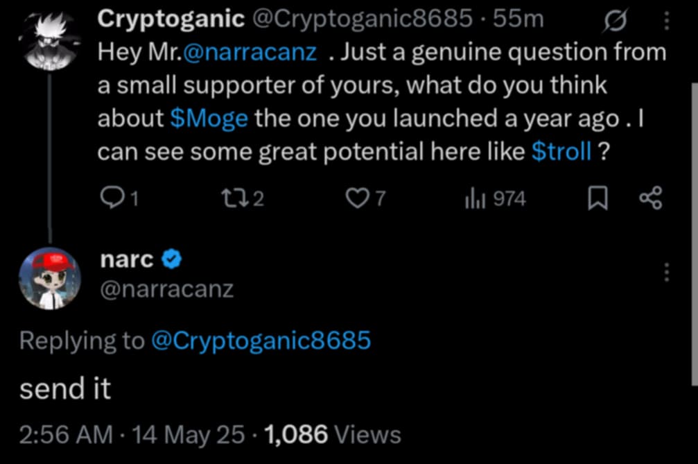 Narc says send it — $MOGE